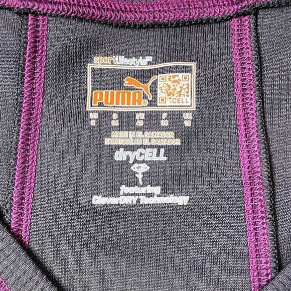 PUMA DryCELL Women's Small Short Sleeved Mesh Athletic Gym Workout Top Gray - Picture 7 of 7